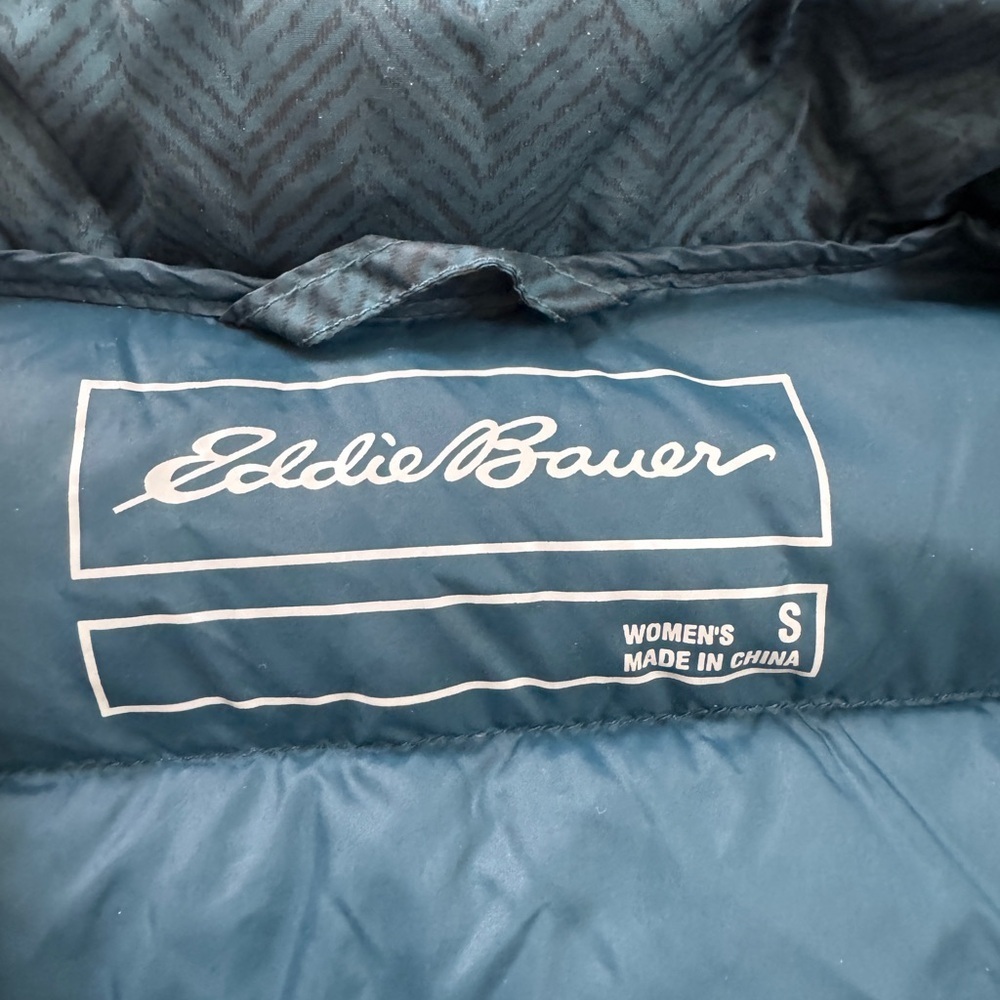 Eddie Bauer Women’s EB650 Down Vest Teal Herringbone – Size Small - Picture 4 of 9